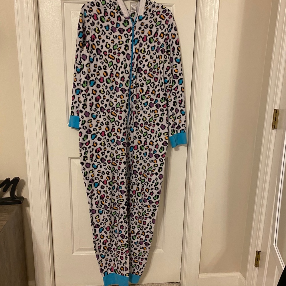 Fuzzy full body pjs with hoodie